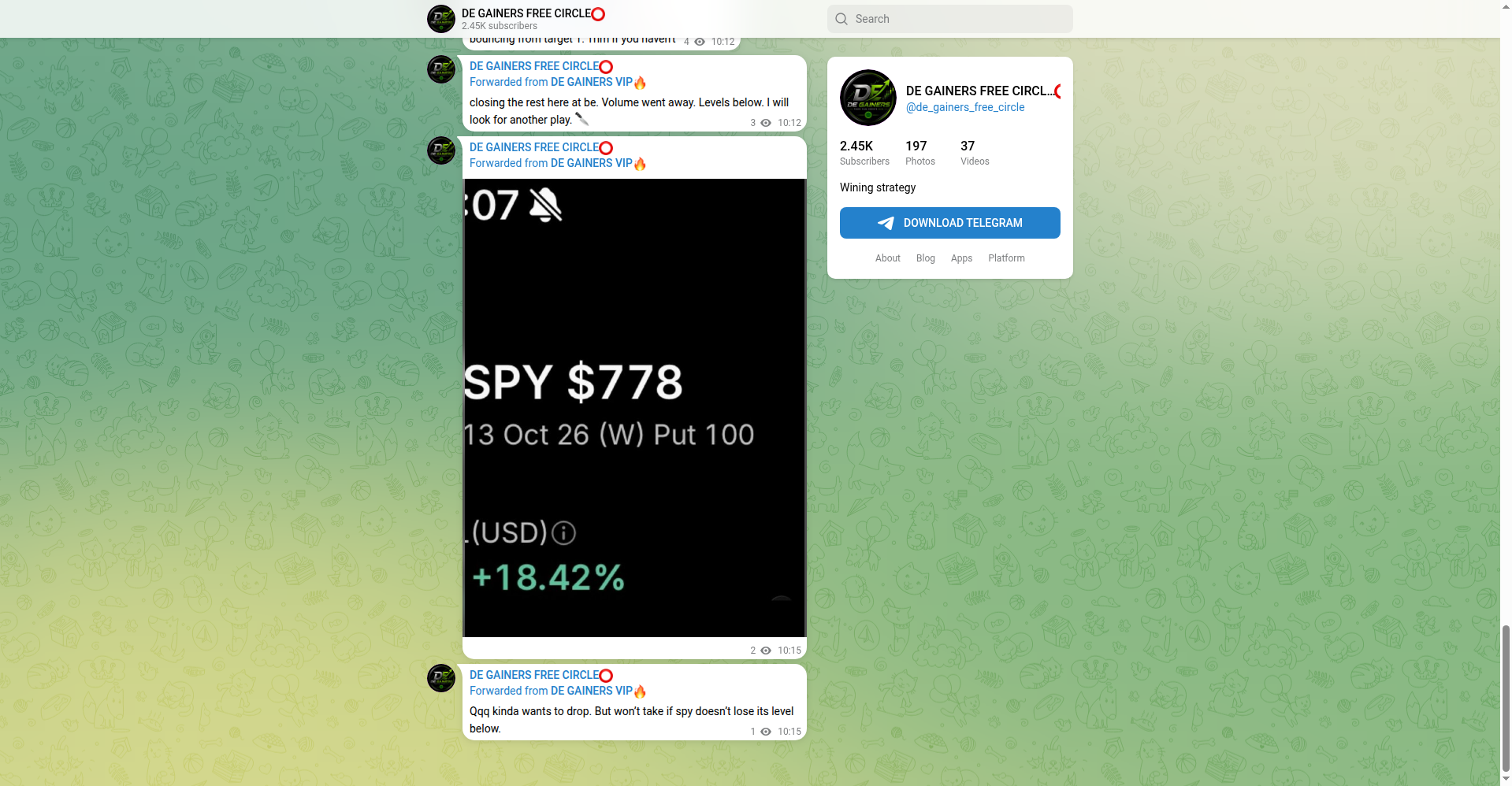 DE GAINERS FREE CIRCLE Telegram