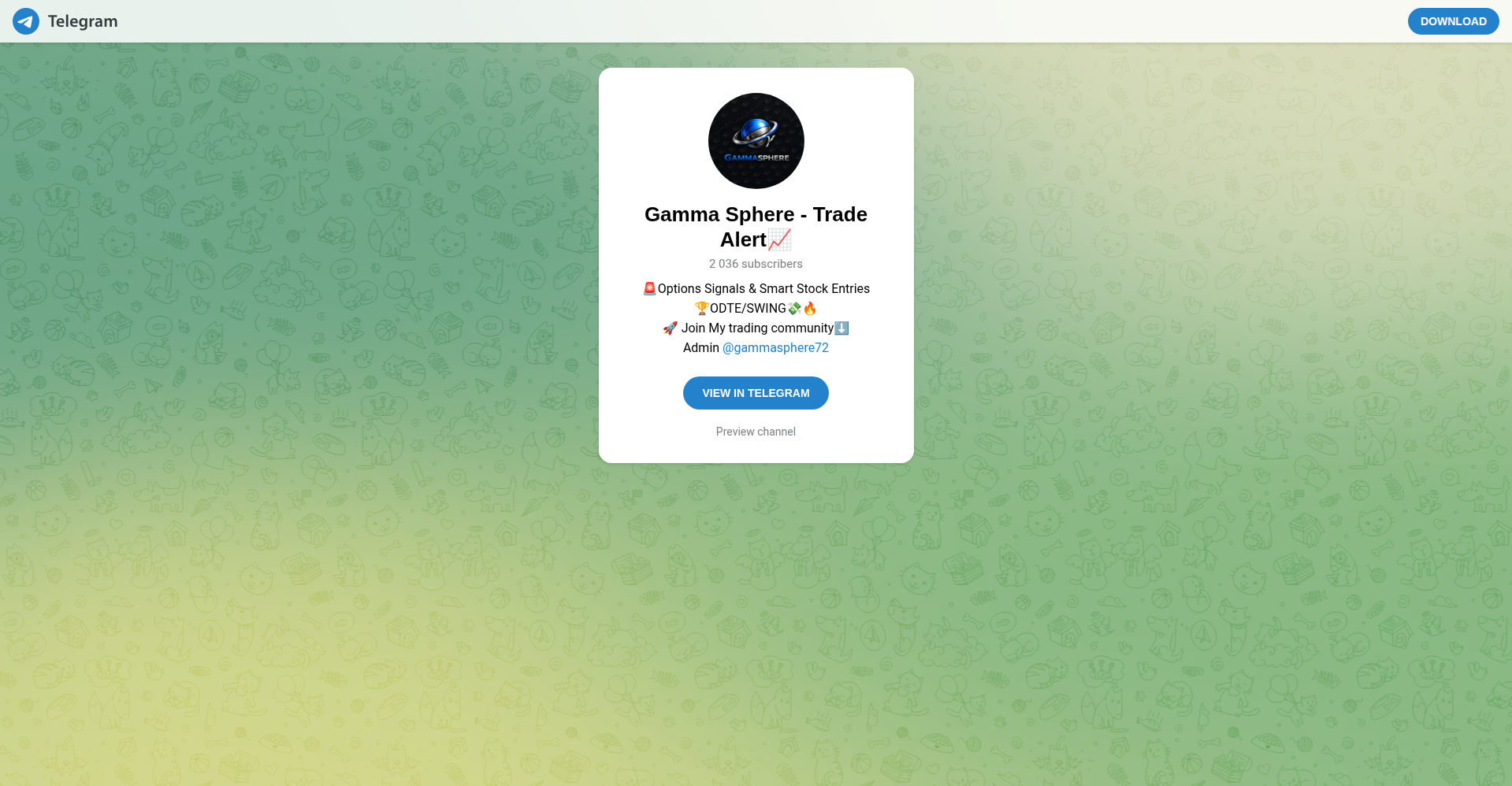 Gamma Sphere Trade Alert Telegram