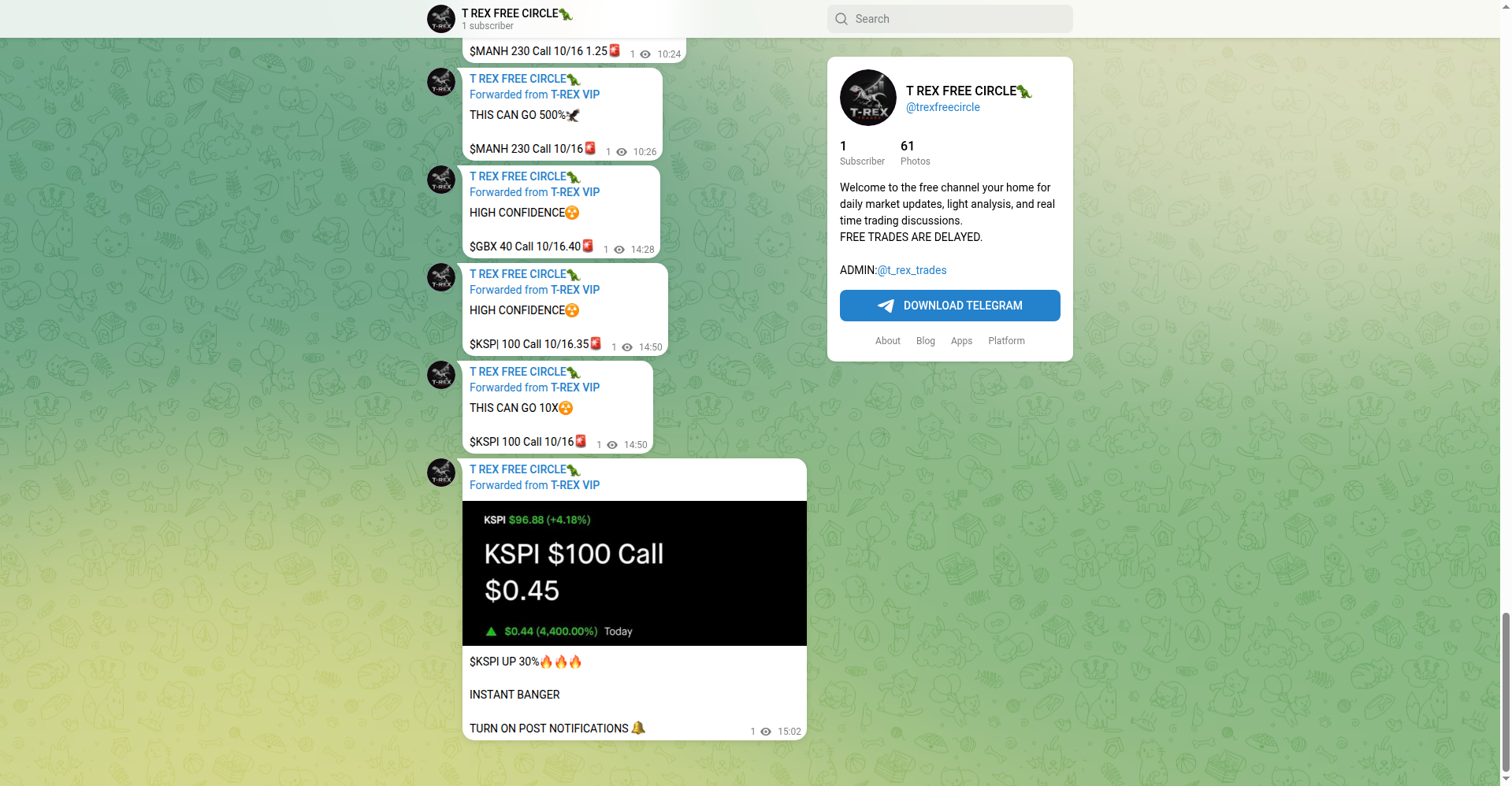 T REX FREE CIRCLE Telegram
